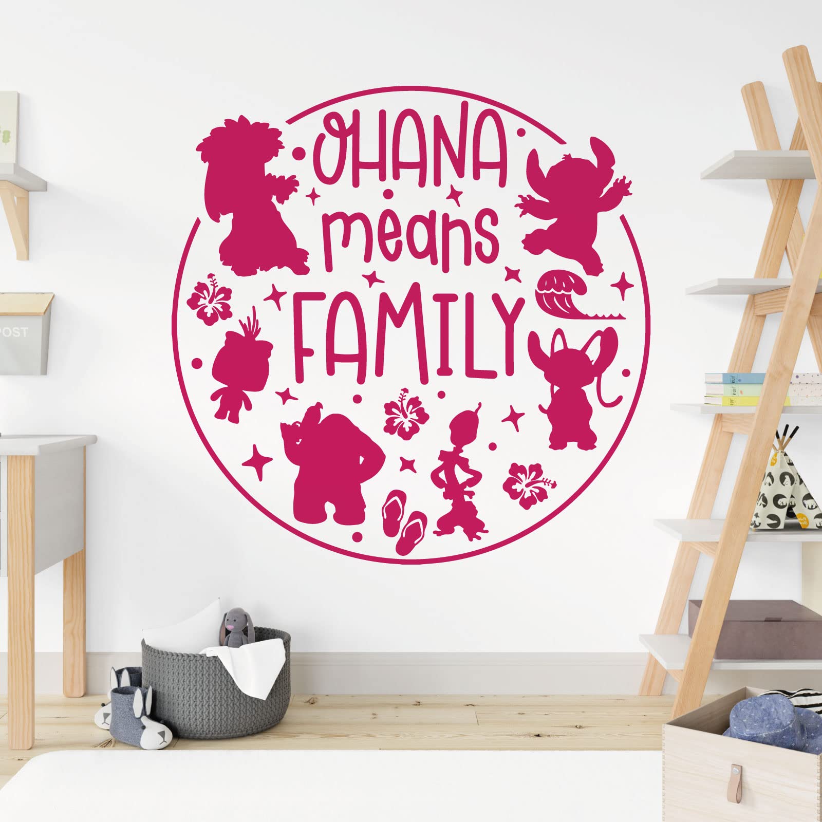 Ohana Means Family - Lilo and Stitch - Children Decal Wall Sticker [Large] [Magenta]