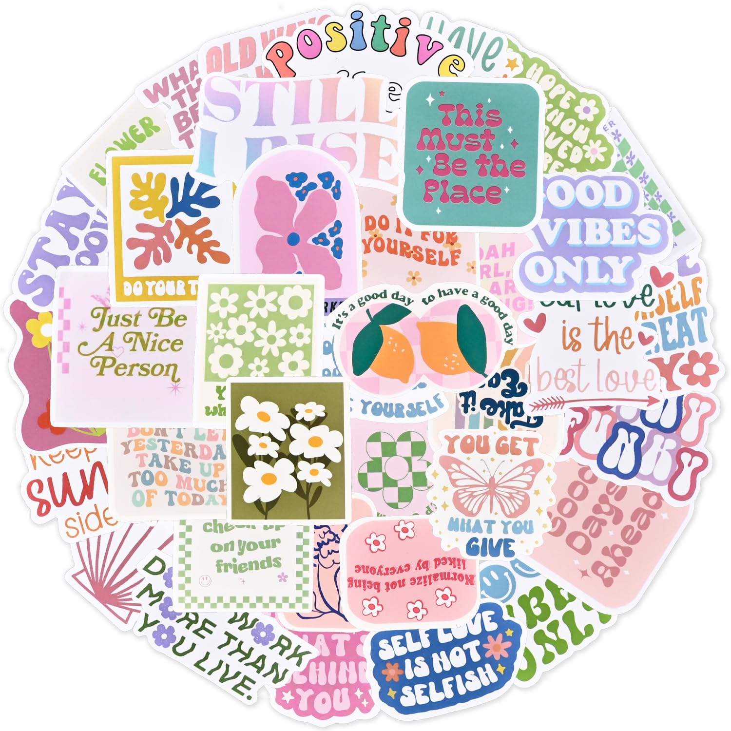 100 Pcs Aesthetic Stickers, Vinyl Waterproof Pink Stickers Cute Decals for Laptop Water Bottle Luggage Phone DIY Crafts — image 1