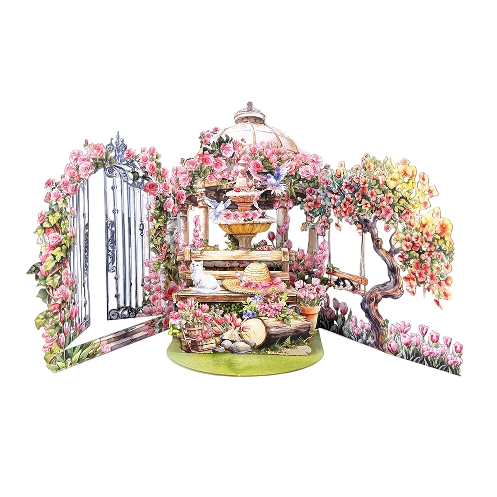 3D Greeting Cards, Intricate Pop-Up Design, 17.3x12cm, Garden Theme Valentine's Day Blessing, Paper Holiday Card, Portable Gift, For Parents, Husbands, Collectors, Girlfriends