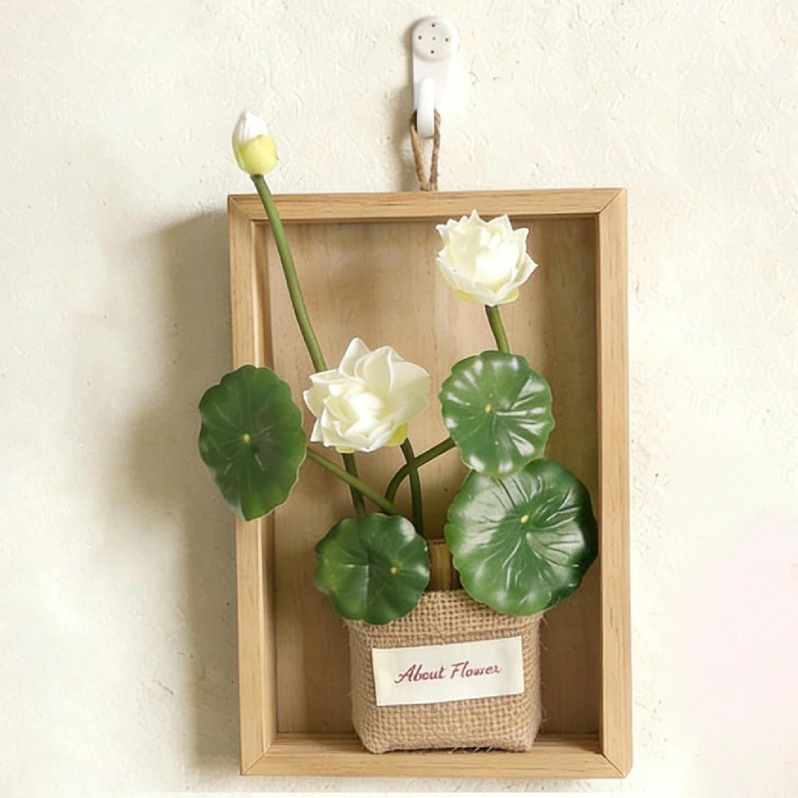 TIANLIN Wandhängender Blumentopf aus Holz, 23×15,5 cm, Inklusive Aufhängbändern und Haken für Kunstpflanzen – Wanddekoration für Wohnzimmer, Arbeitszimmer und Schlafzimmer
