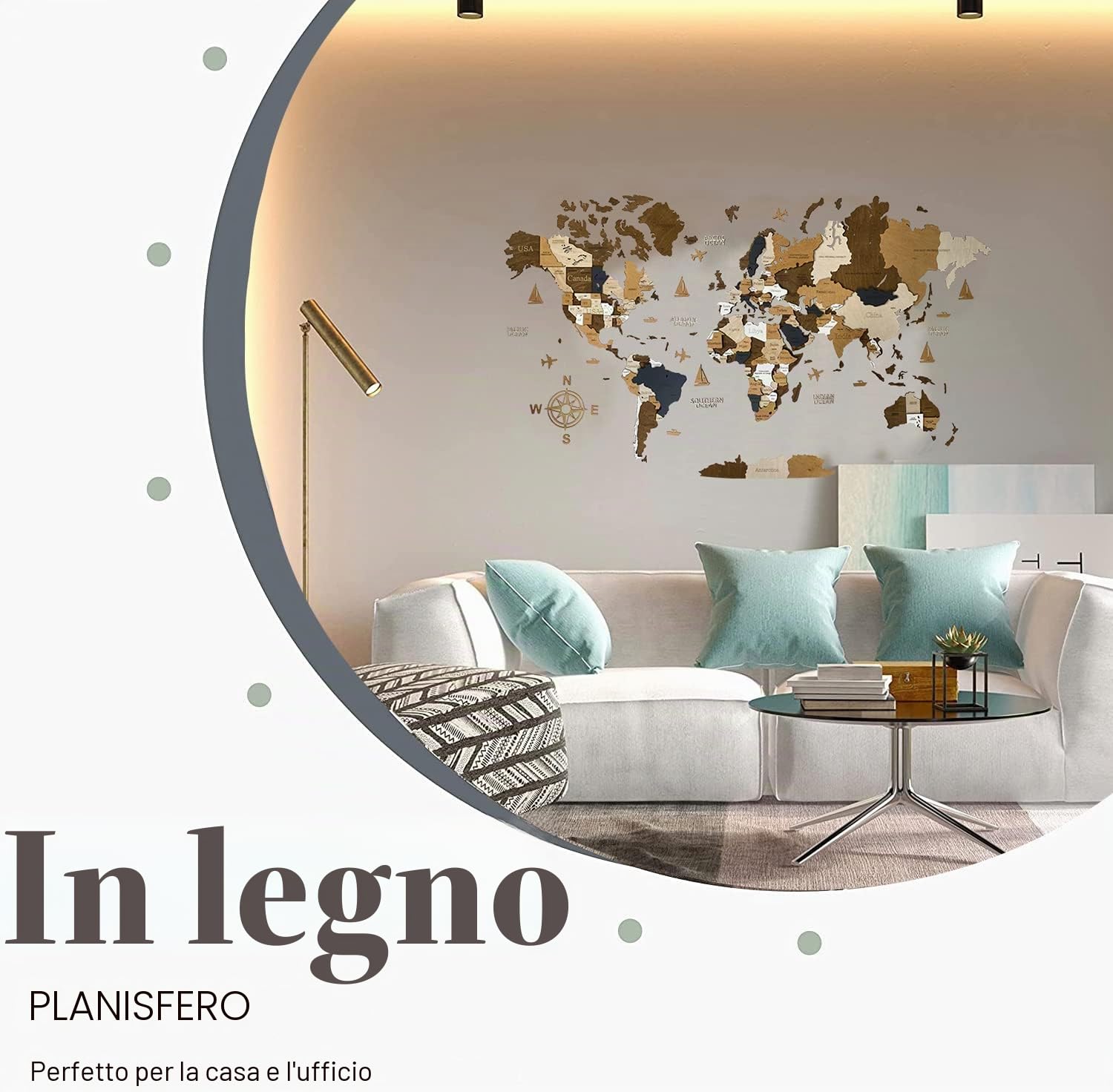WoodLeo Mappa del mondo in legno,grande decorazione da parete in 3D,dimensioni (M & L & XL),idea regalo per ogni occasione,decorazione da parete per casa,cucina o ufficio