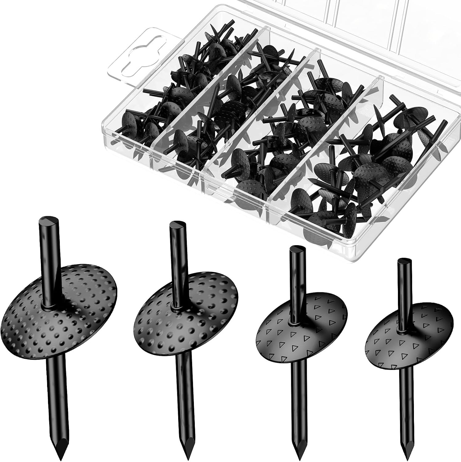 Uniclife 80 Pcs Picture Hangers, Picture Hanging Kit, 4 Size Picture Hanging Hooks, Picture Hanging Nails, Long Picture Hooks for Photo Frame Art Mirror and Decor, Black