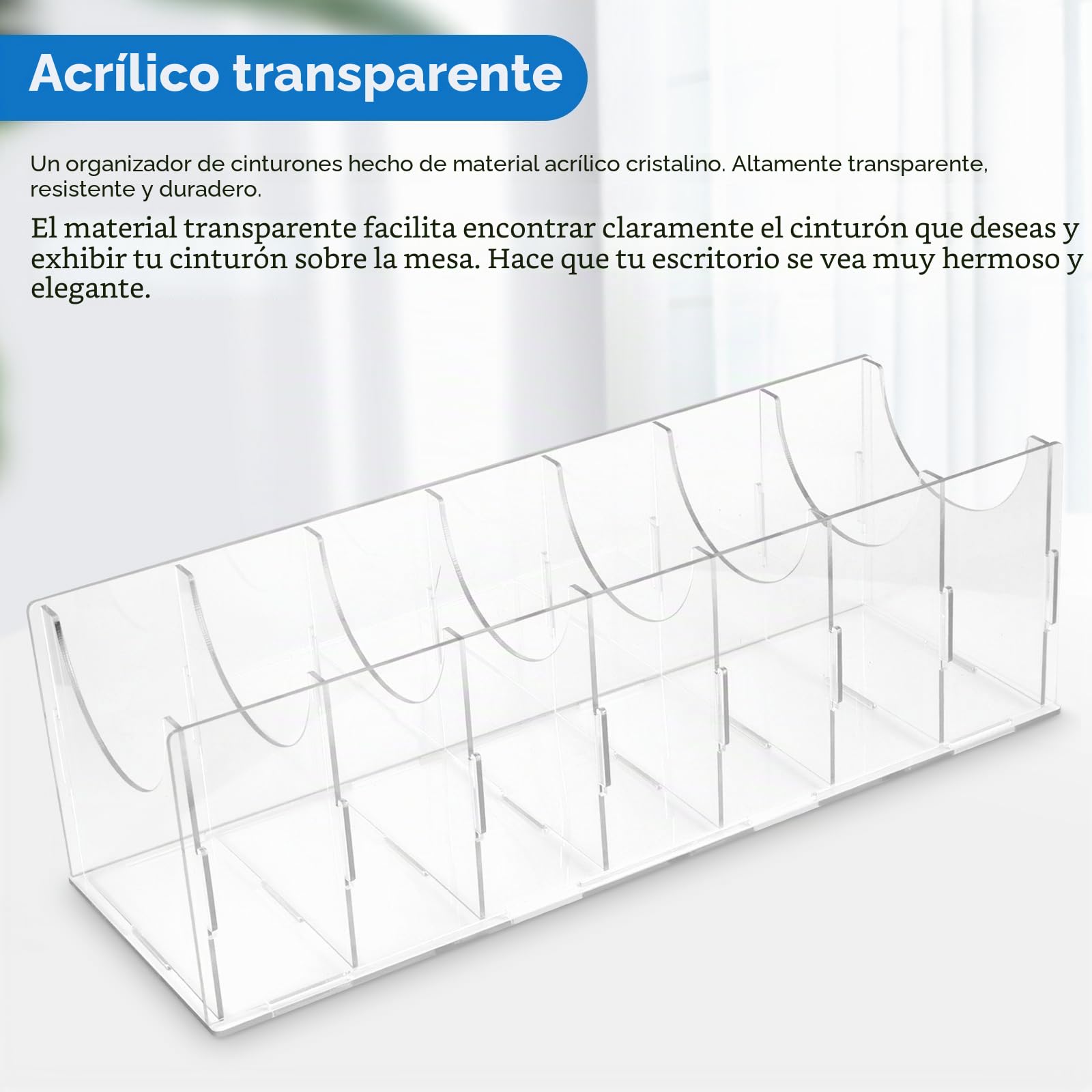 Cinturón De Almacenamiento, 7 Compartimentos, Organizador De Cinturón Acrílico, Caja De Visualización Transparente Apilable Para Uso Doméstico, Soporte Para Cinturóns Para Hombre Para Corbata