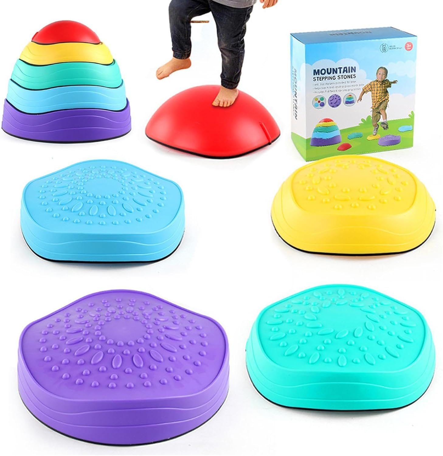 Balance Stepping Stones for Kids | Non-Slip Toy,Balancing Stones - for Coordination Indoor Outdoor Garden Course Exercise