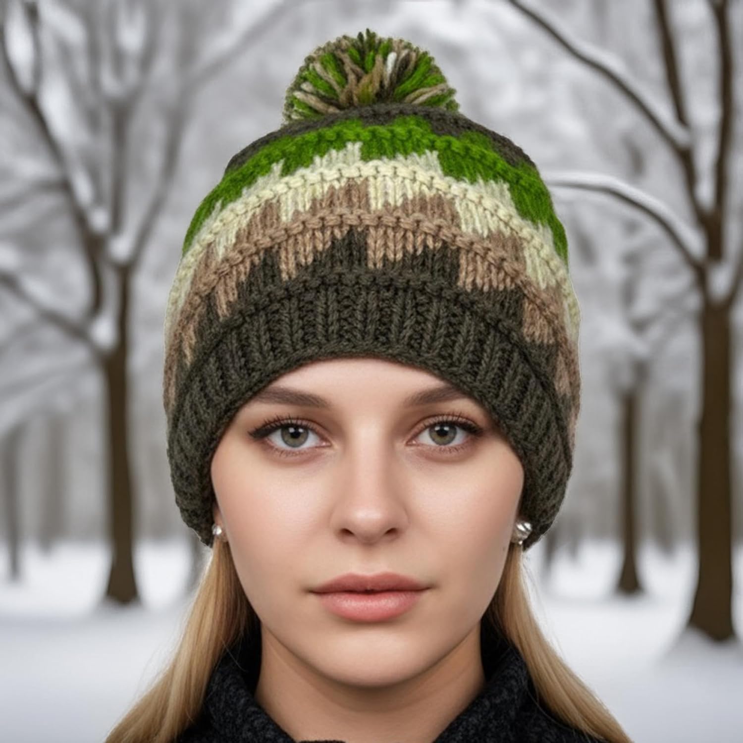 Agan Traders 2026 Wool Unisex Knit Crochet Fleece Lined Pom Hat Small Medium