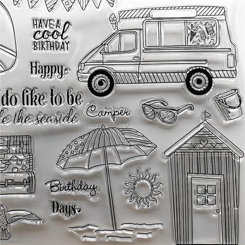 Miniatura 4 de DzIxY Paraguas para caravana, sellos transparentes y troqueles de corte de metal, para hacer tarjetas, álbumes de recortes, suministros de papel,