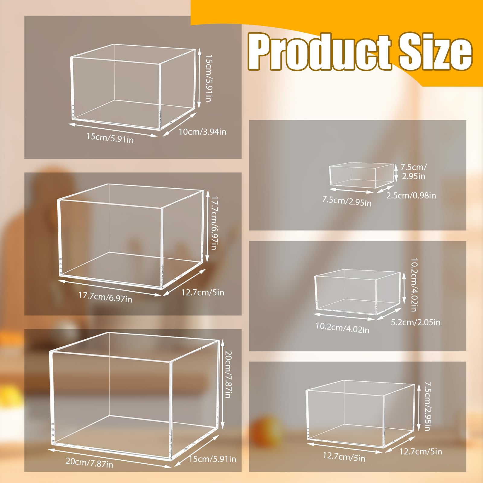 Soporte para tartas, soporte de buffet de acrílico transparente, 6 unidades de soportes para tartas (3-8 pulgadas), reutilizables con base hueca, soporte de postre para cupcakes, postres, joyas