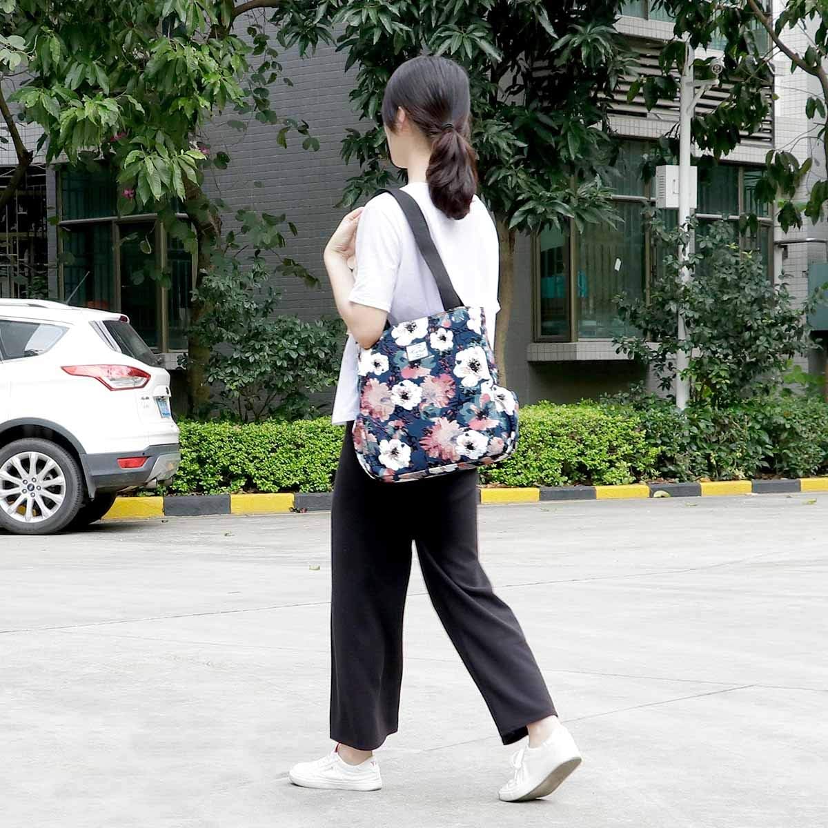 KAMO Floral Tote Bag - Waterproof Lightweight Handbags Travel Shoulder Bag for Hiking Yoga Gym Swimming Travel Beach - Image 2