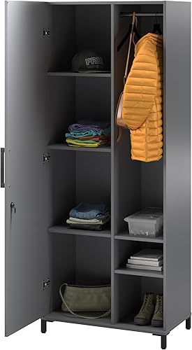 Miniatura 5 de SystemBuild Evolution Shelby - Armario alto de garaje con 1 puerta y barra para colgar, grafito