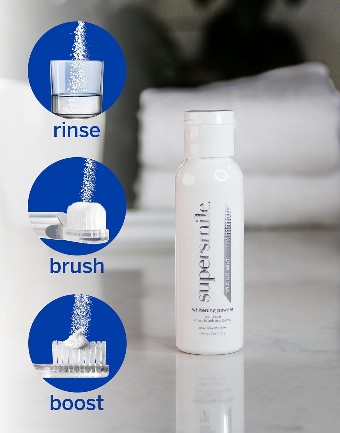 Supersmile Triple-Use Whitening Powder, 2 oz – Rinse, Brush, & Boost for Clinically Proven Whiter Teeth