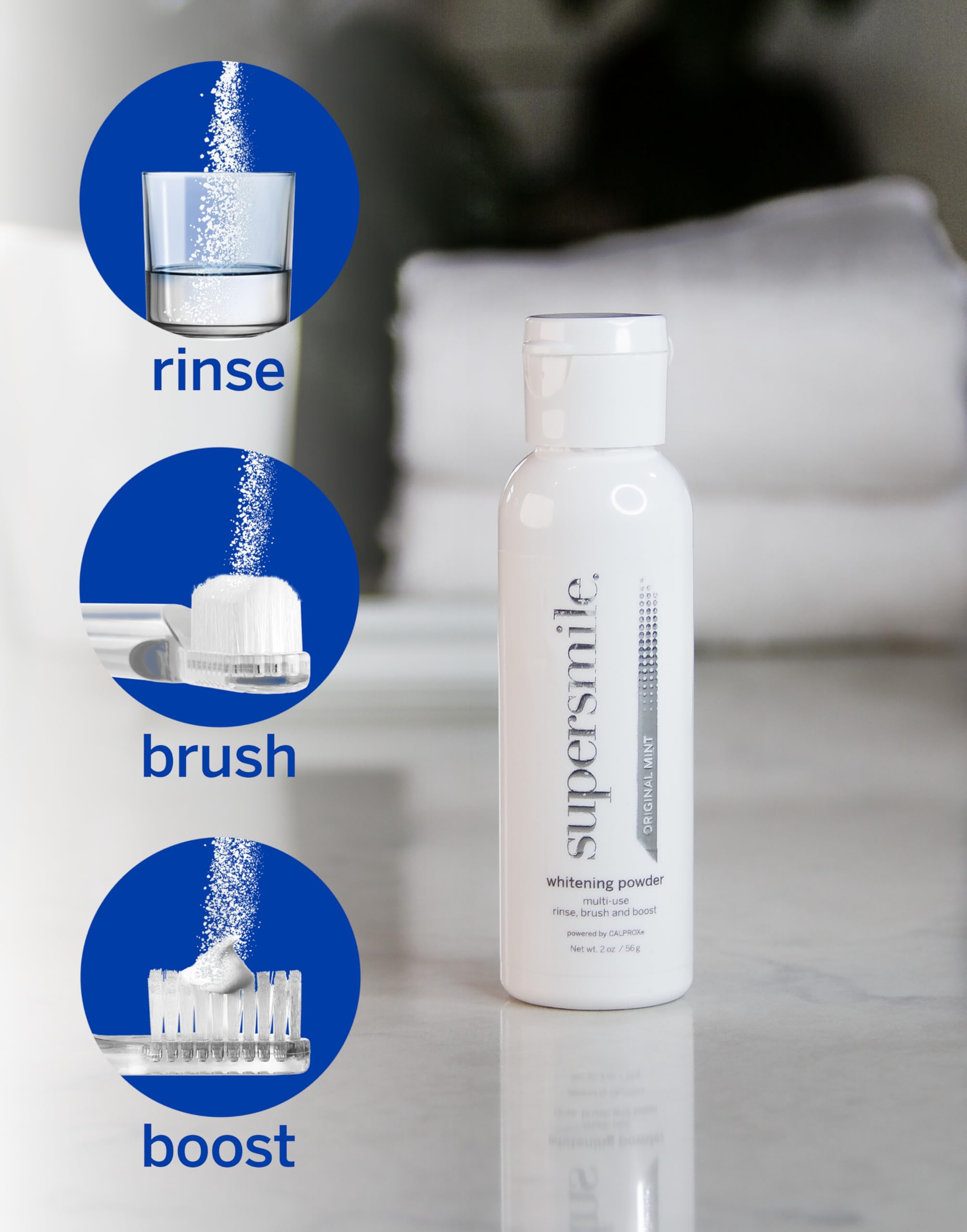 Supersmile Triple-Use Whitening Powder, 2 oz – Rinse, Brush, & Boost for Clinically Proven Whiter Teeth