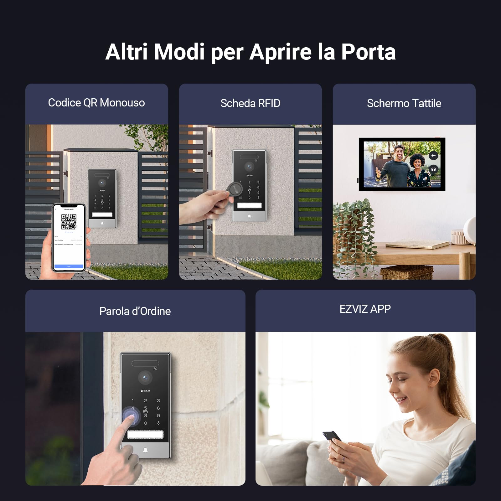 EZVIZ 4K Videocitofono Connesso, Videocitofono, 8 Pollici Monitor Touch, Riconoscimento Palmo/Visto, Sblocco a Distanza, 2 Fili, Rilevamento Umano, Opzione RFID, Impermeabile, WiFi Dual-Band, HP7 Pro