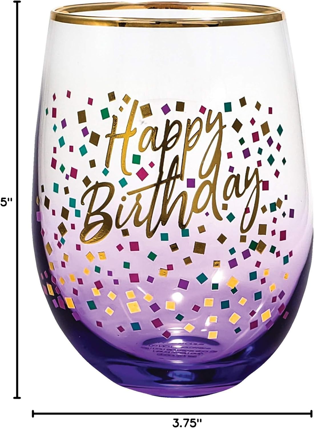 Spoontiques Stemless Wine Glass, 20oz - Lidless Drink Tumbler for Cold Beverages - Happy Birthday - Image 6