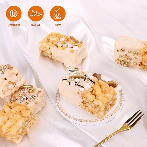 Miniatura 6 de Chispas doradas para decorar pasteles, cupcakes, galletas, cobertura de helado, paquete de 6 unidades de chispas doradas y plateadas, seis de