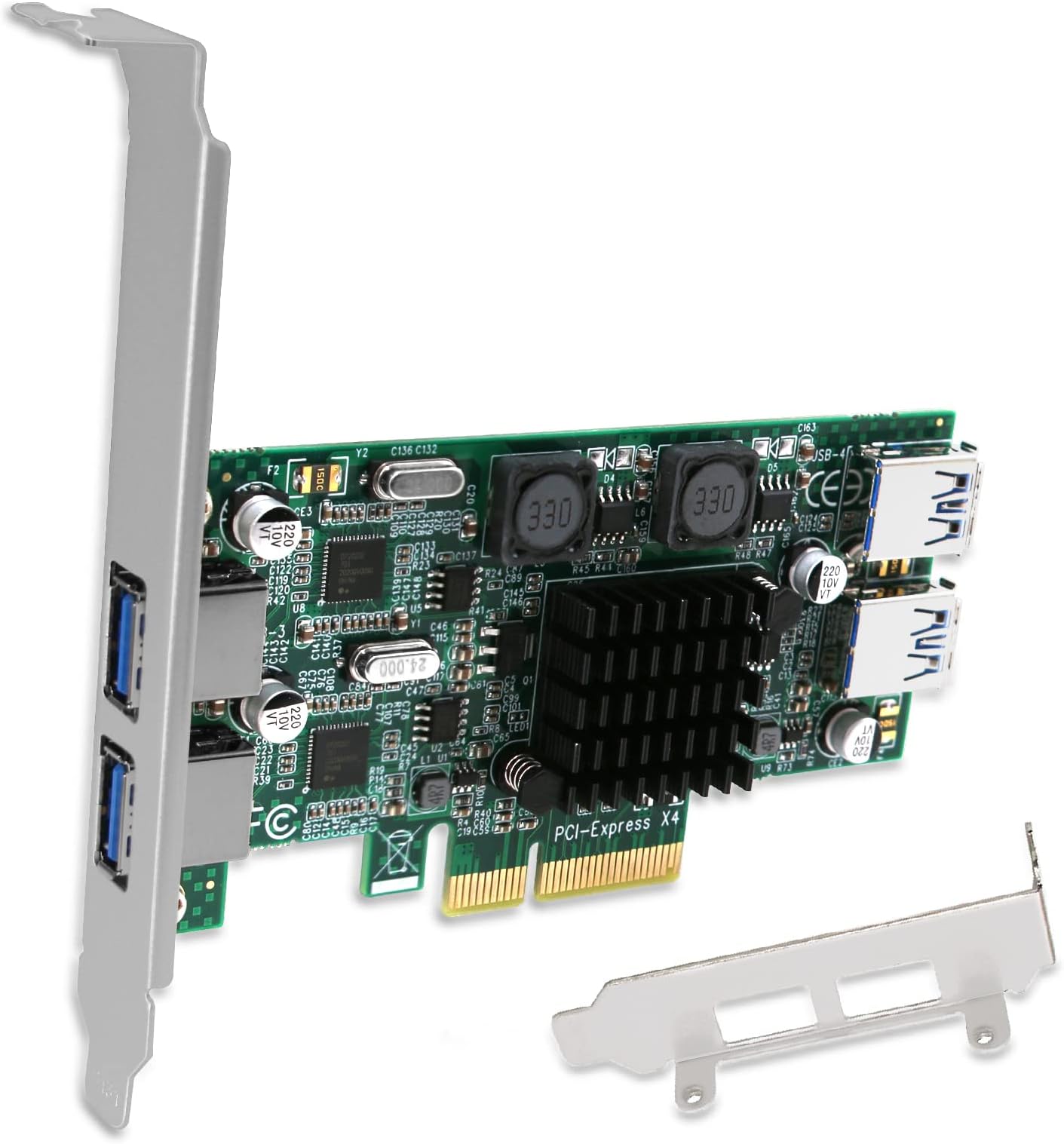 - 4-Ports Superspeed 5Gbps PCIE USB 3.0 Expansion Card for Windows and Linux Desktop PCs, 2X Dedicated 5Gbps Channels 10Gbps Bandwidth, Built in FebSmart Self-Powered Technology (FS-2C-U4-Pro)