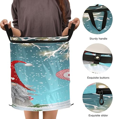 Miniatura 3 de zipper camping collapsable durable fabric storage for kids Blue Cute Funny Christmas Traditional Goodluck Gnome,cesta para ropa sucia