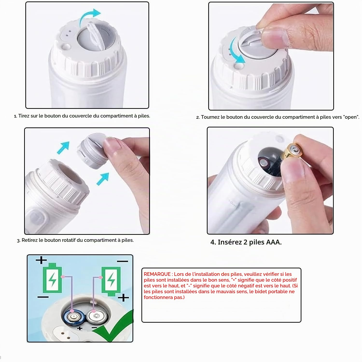 Bidet de voyage portable par YAMI, IPX6 Bidet électrique étanche avec film de décompression automatique et buse Réglage de 180 degrés Parfait pour le lavage de bébé, soins personnels