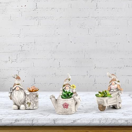 Miniatura 6 de Tfro & Cile Macetero para suculentas para plantas de exterior, macetas únicas de gnomos con drenaje, pequeñas y lindas macetas para jardín y patio,