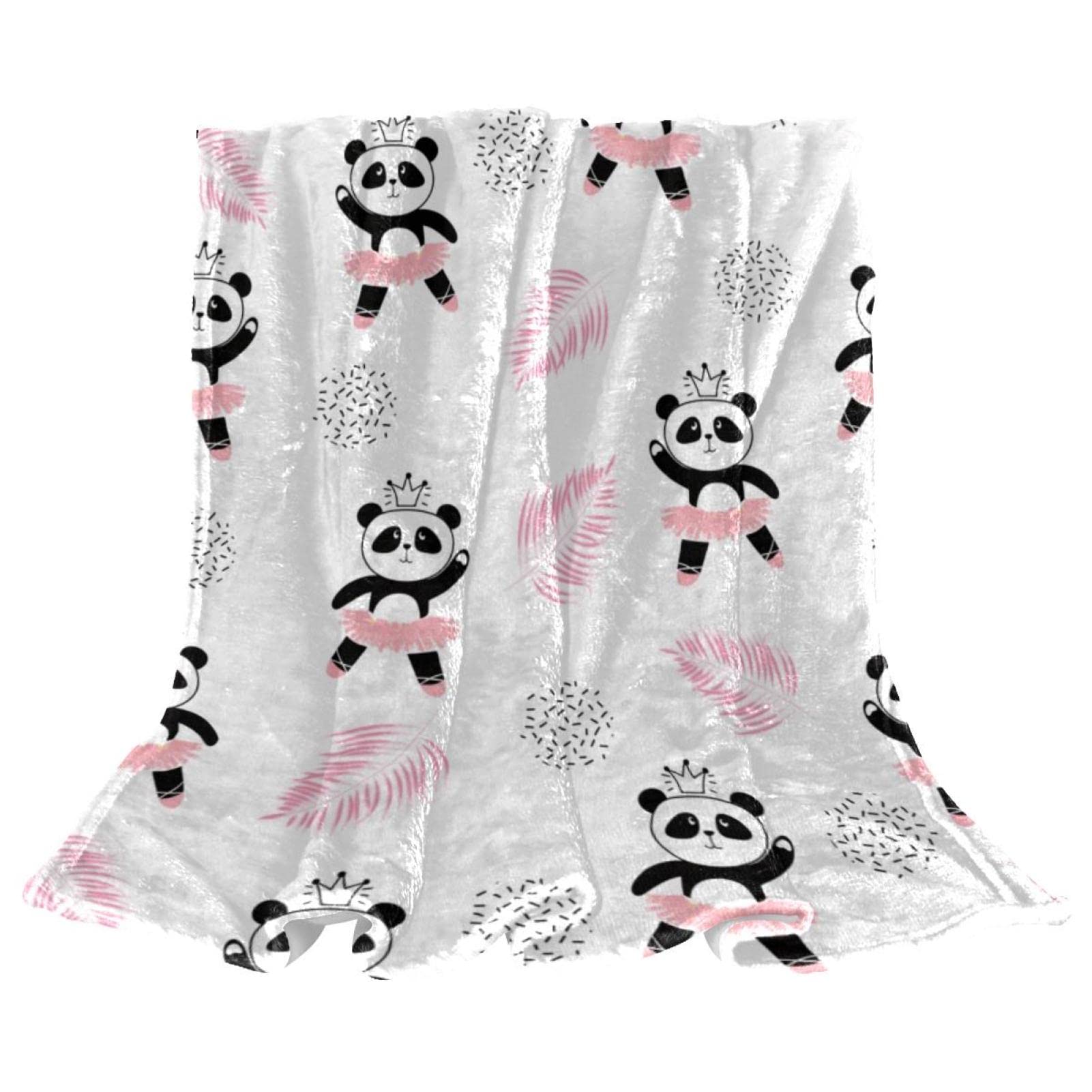 Couverture polaire panda rose jeté de lit et canapé pour chambre enfant