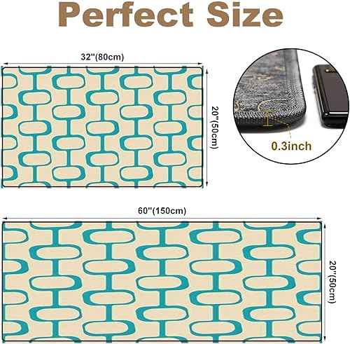 Miniatura 2 de Juego de alfombras de cocina de mediados de siglo, estilo moderno de los años 50, vintage, retro, atómico, sin costuras, tapete de cocina de los