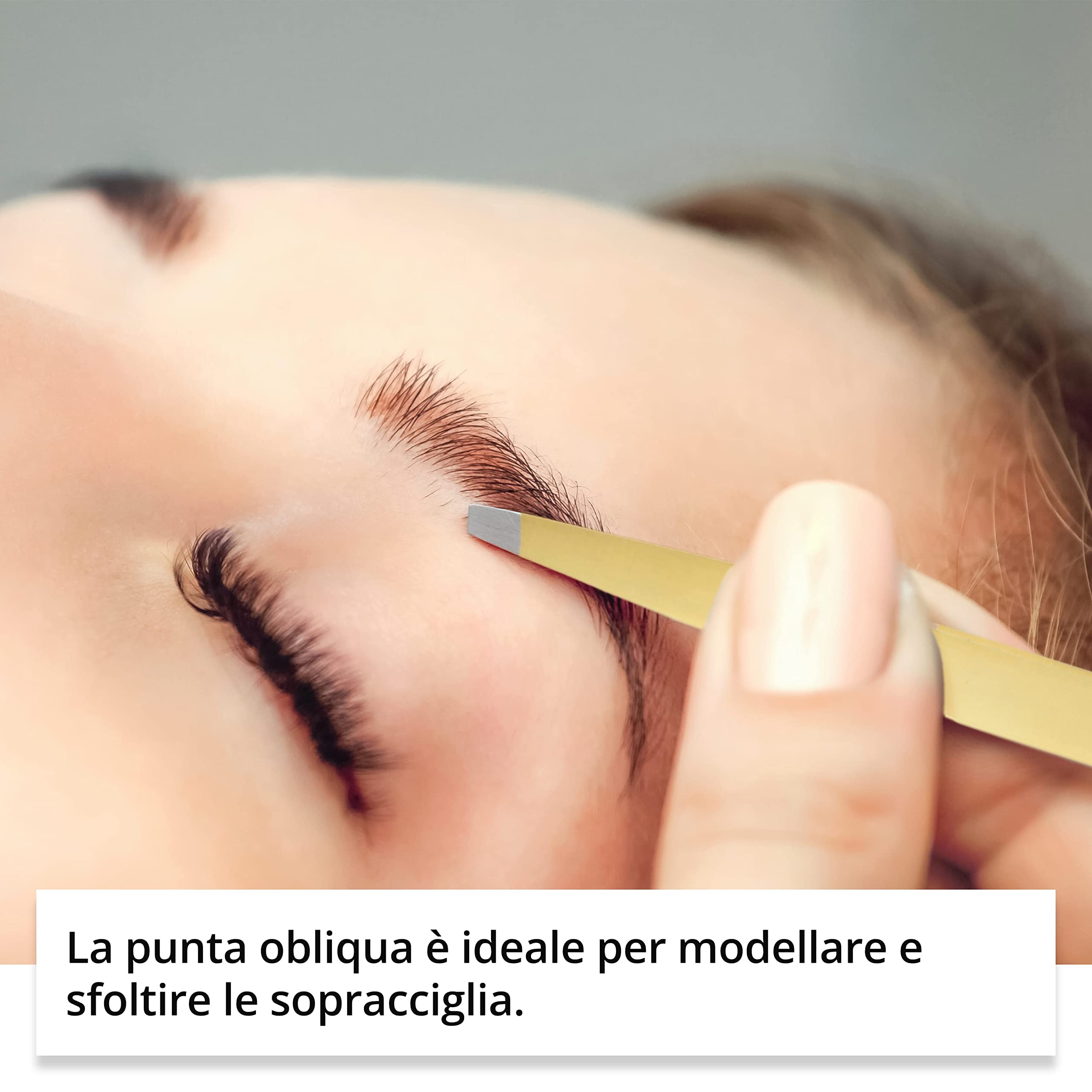 Rubis Pinzette oro – Pinzette per sopracciglia oblique in pelle rossa con specchio cosmetico piccolo per la borsa – punta obliqua per la depilazione