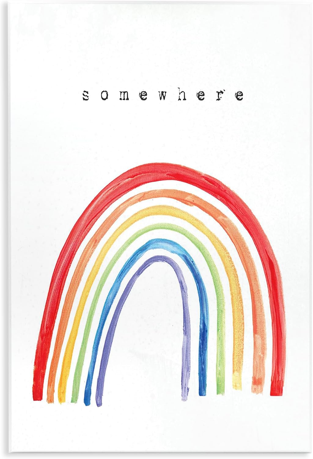 Rainbow Painted Lines Cartoon, 13 x 19 Inch Mounted Print on Wall Plaque
