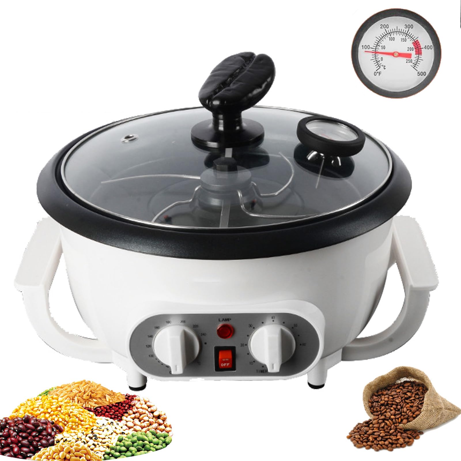 Palarka do kawy do użytku domowego, 1200 W, 750 g, elektryczna, ulepszona, domowa, elektryczna, palarka do kawy z termometrem, timerem i regulacją temperatury