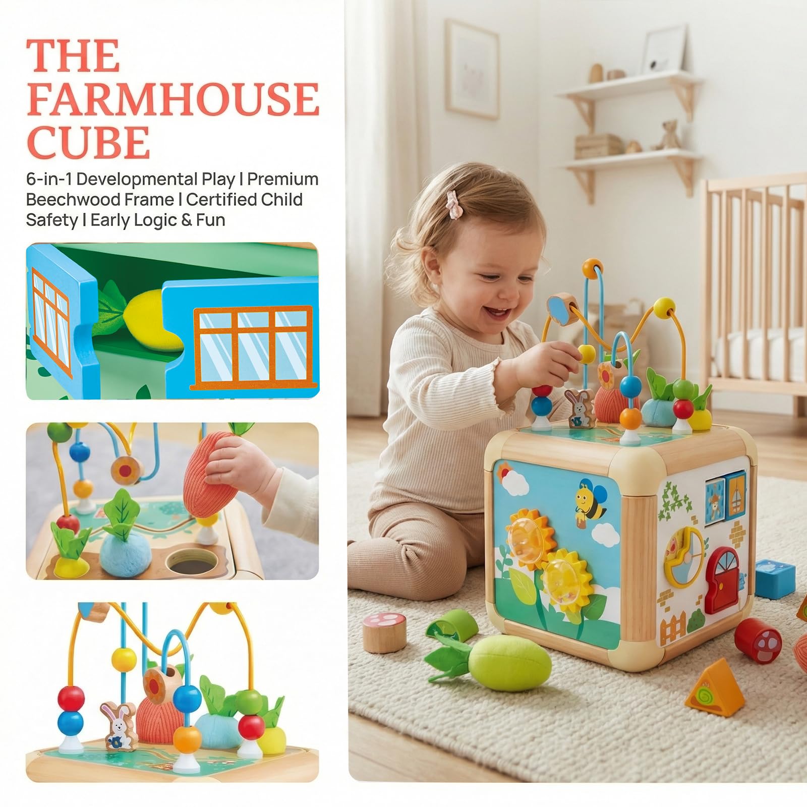 Amazon.com: Hape Green Thumbs 6-in-1 Wooden Activity Cube for