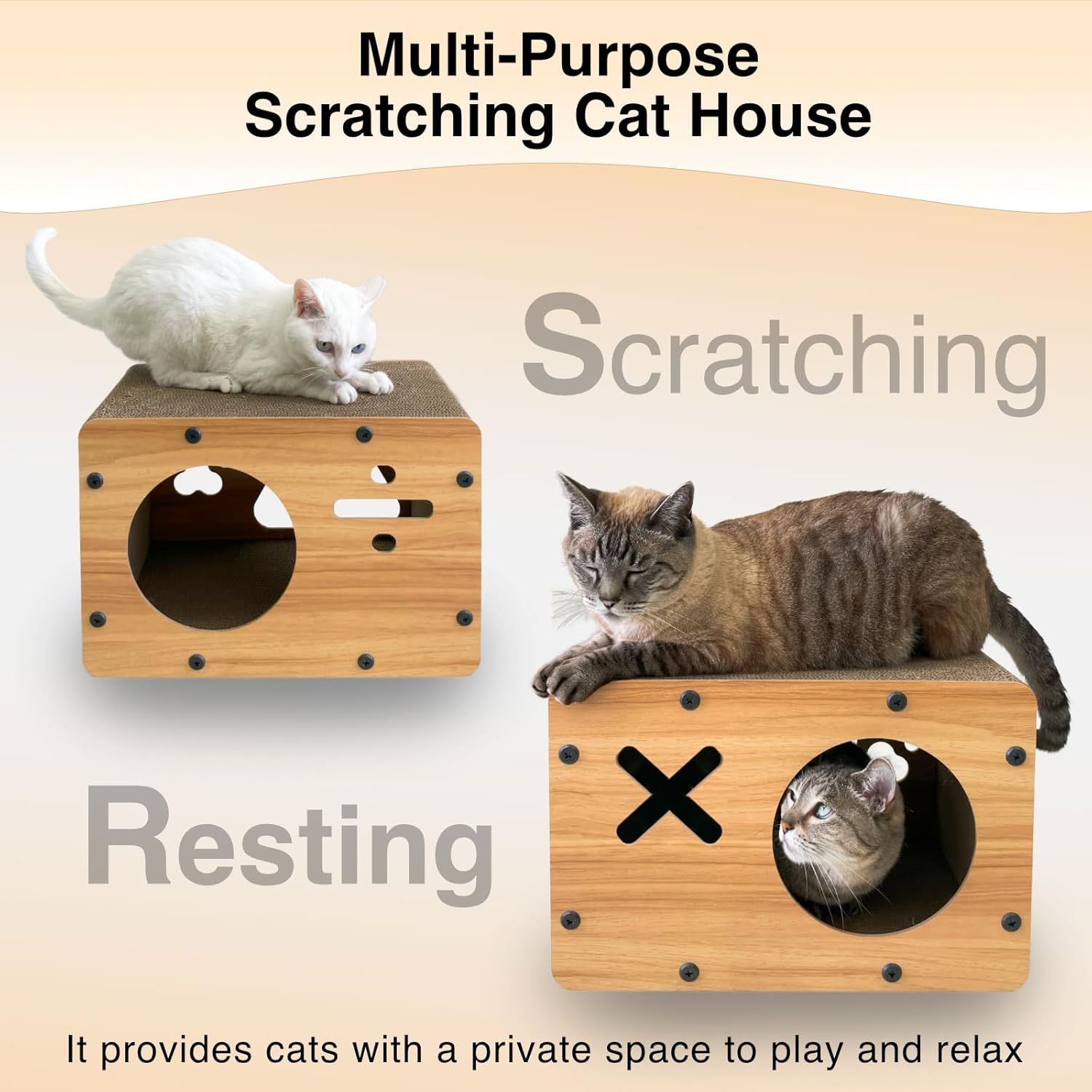 review Cat Scratcher House, Cat Lounger with 4 PCS Scratching Pads, 17
