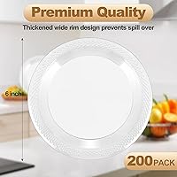 Vista 2 de 200 platos de postre de plástico, platos de plástico transparente de 6 pulgadas, platos redondos desechables transparentes, platos de postre