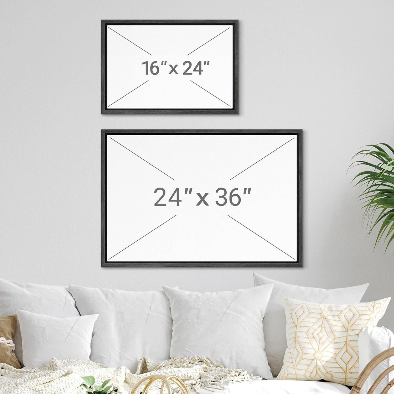 SIGNFORD Framed Canvas Print Wall Art Minimalist Branch with Blossoms in Sepia Tones Illustrations Modern Art Decorative Bohemian Relax/Calm for Living Room, Bedroom, Office - 24"x36" Black