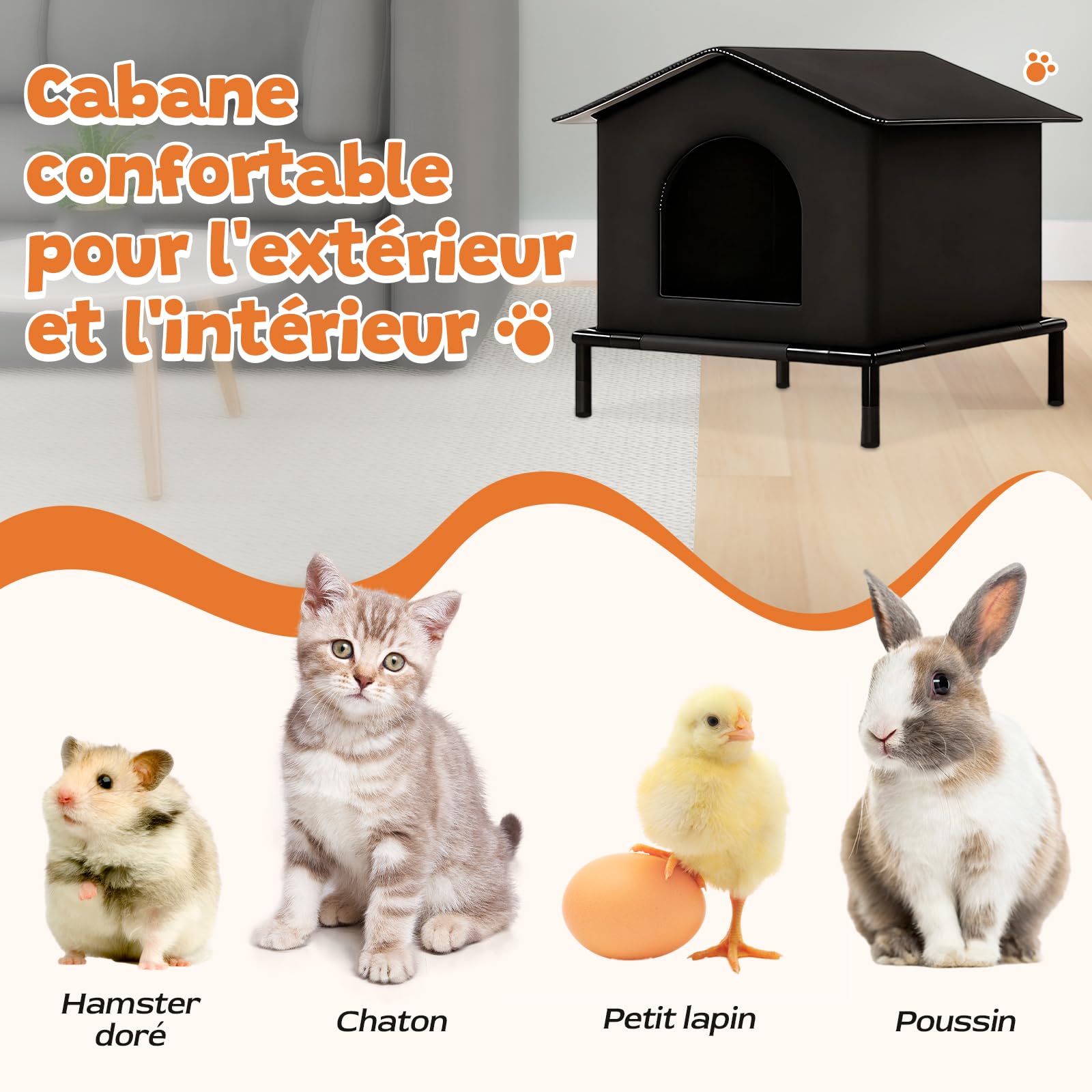 Sharplace Niche d'extérieur pour Chat, Protection pour Animaux de Compagnie, Portable, Chaude et isolée, abri pour Chat, idéal pour l'hiver, pour Une, Noir, L