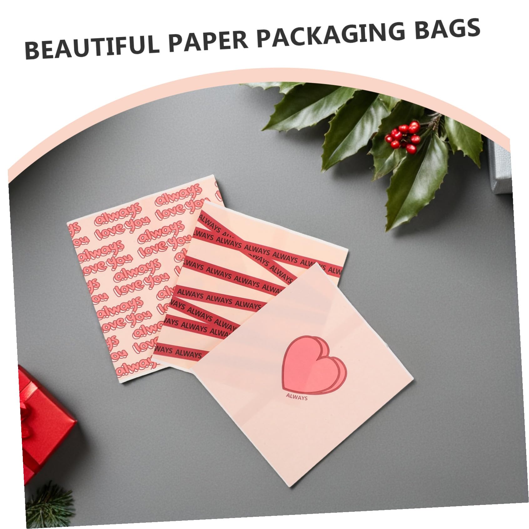 VALICLUD 5 Set Adoro Il Sacchetto Di Carta A Nastro Inglese Borsa Snack Multifunzione Sacchetto Di Prodotti Da Forno Sacchetti Per Biscotti Piccoli Sacchetti Di Caramelle 30 Pezzi * 5
