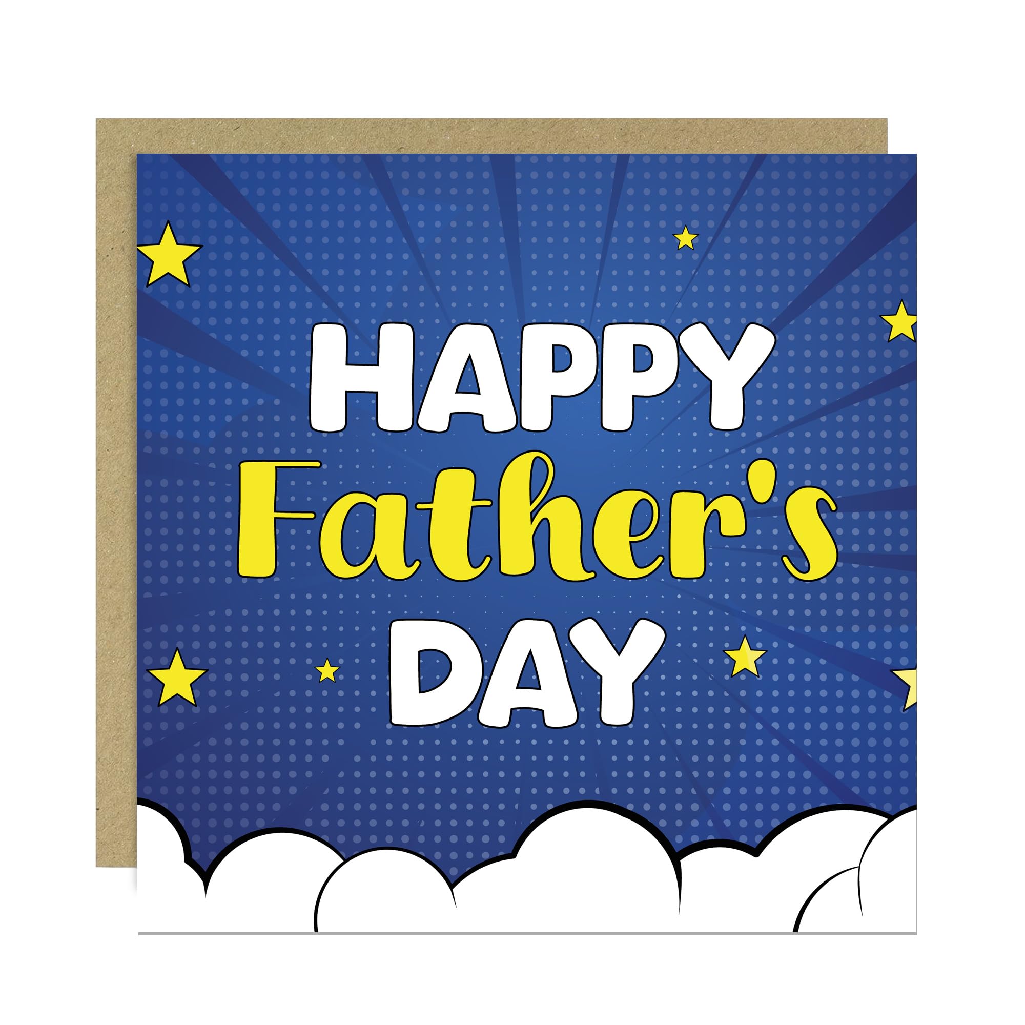RED OCEAN Happy Father's Day Greetings Card Novelty Fathers Day Card For Dad Daddy New Dad 145 x 145mm With Kraft Envelope From Daughter Son