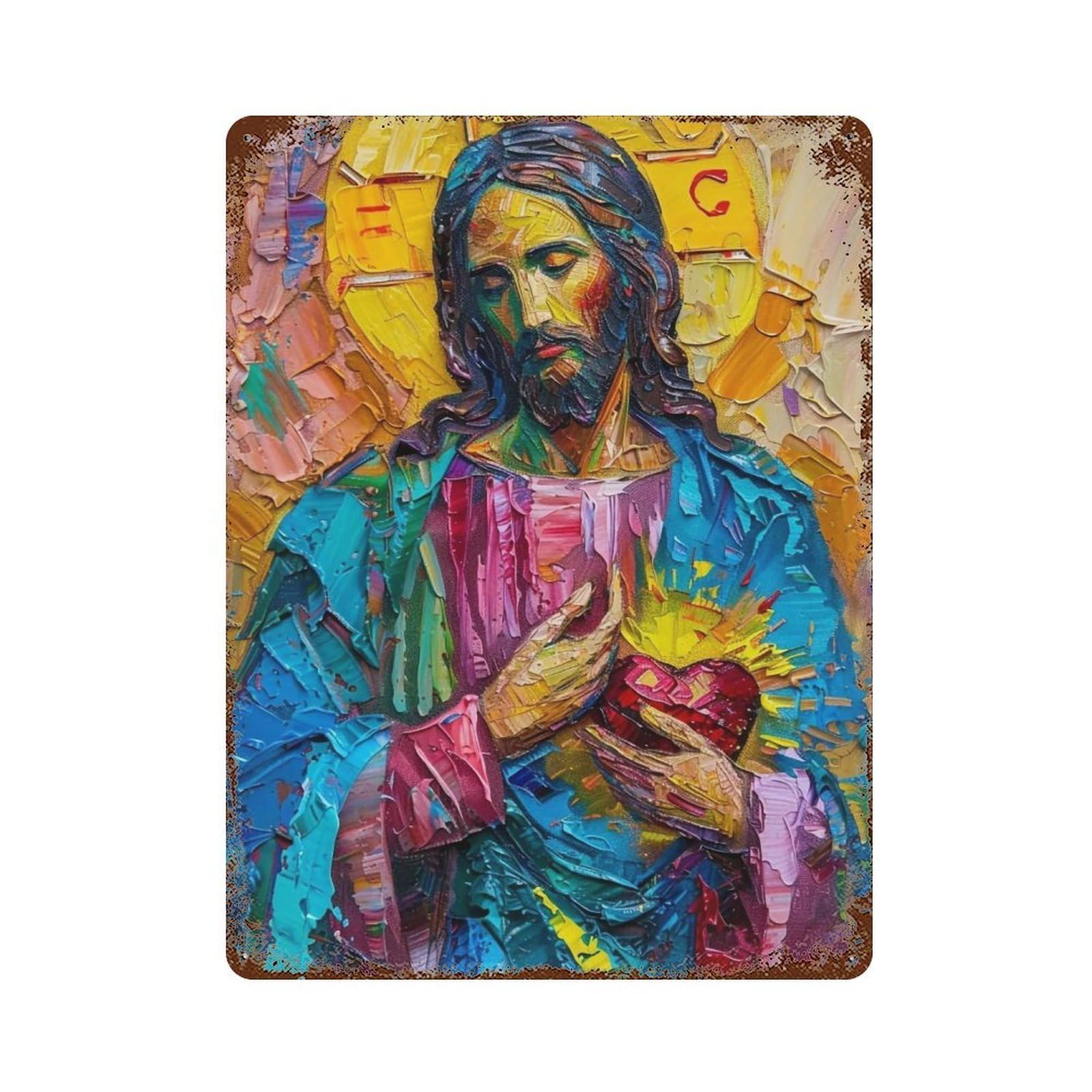 YHGERTKU Sacred Heart of Jesus 01 Wall Art Retro Iron Vintage Metal Tin Sign Poster Modern Decor for Living Rooms Gift 40x30cm