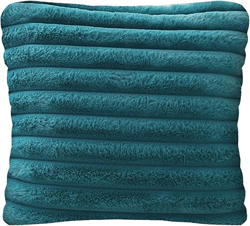 Miniatura 1 de Fundas de almohada decorativas para exteriores, fundas de almohada de felpa con tiras verticales, funda de almohada de felpa para dormitorio, funda