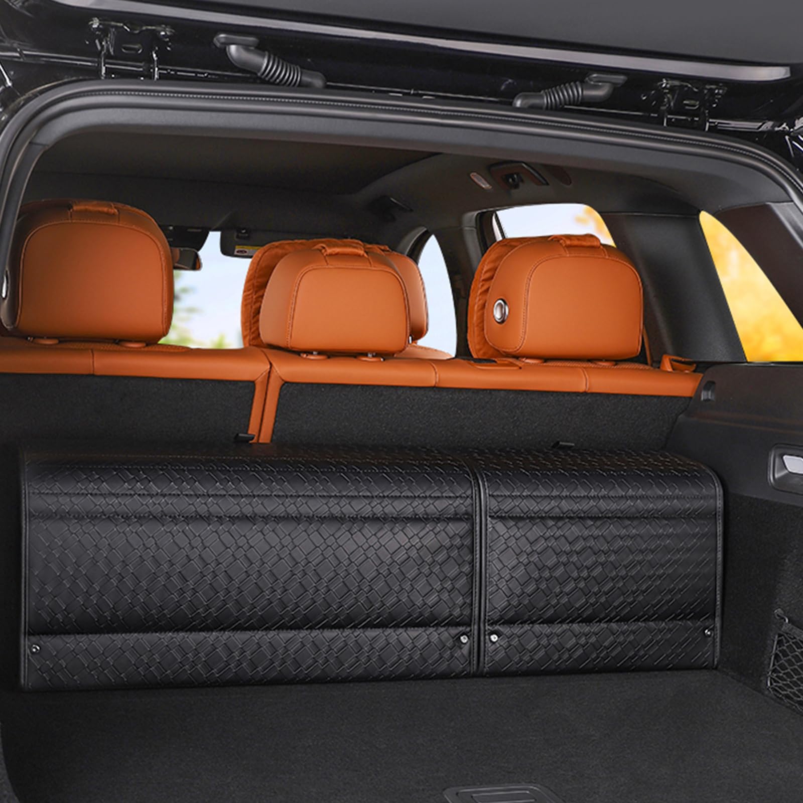 Ergocar Car Trunk Storage Organizer Leather Car Storage Box Clean Tool Accessories Container Folding Magnetic Cover Waterproof Suitable for SUV/Truck/Automotive