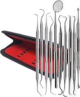 Vista 8 de Kit de 4 puntas dentales para cuidado bucal de acero inoxidable para higiene dental, raspador de dientes profesional, sarro, escalador dental