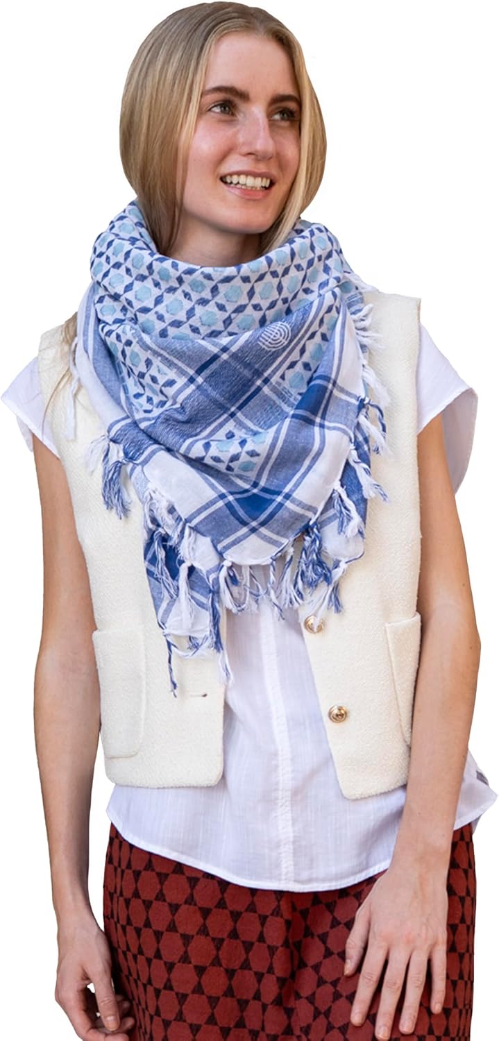 Sudra Jewish Scarf - Mosaic with Fringes for Men and Women - Versatile Premium Fabric Wear as Neck or Head Scarf for Everyday, Special Occasions, or Unique Gift for Everyone