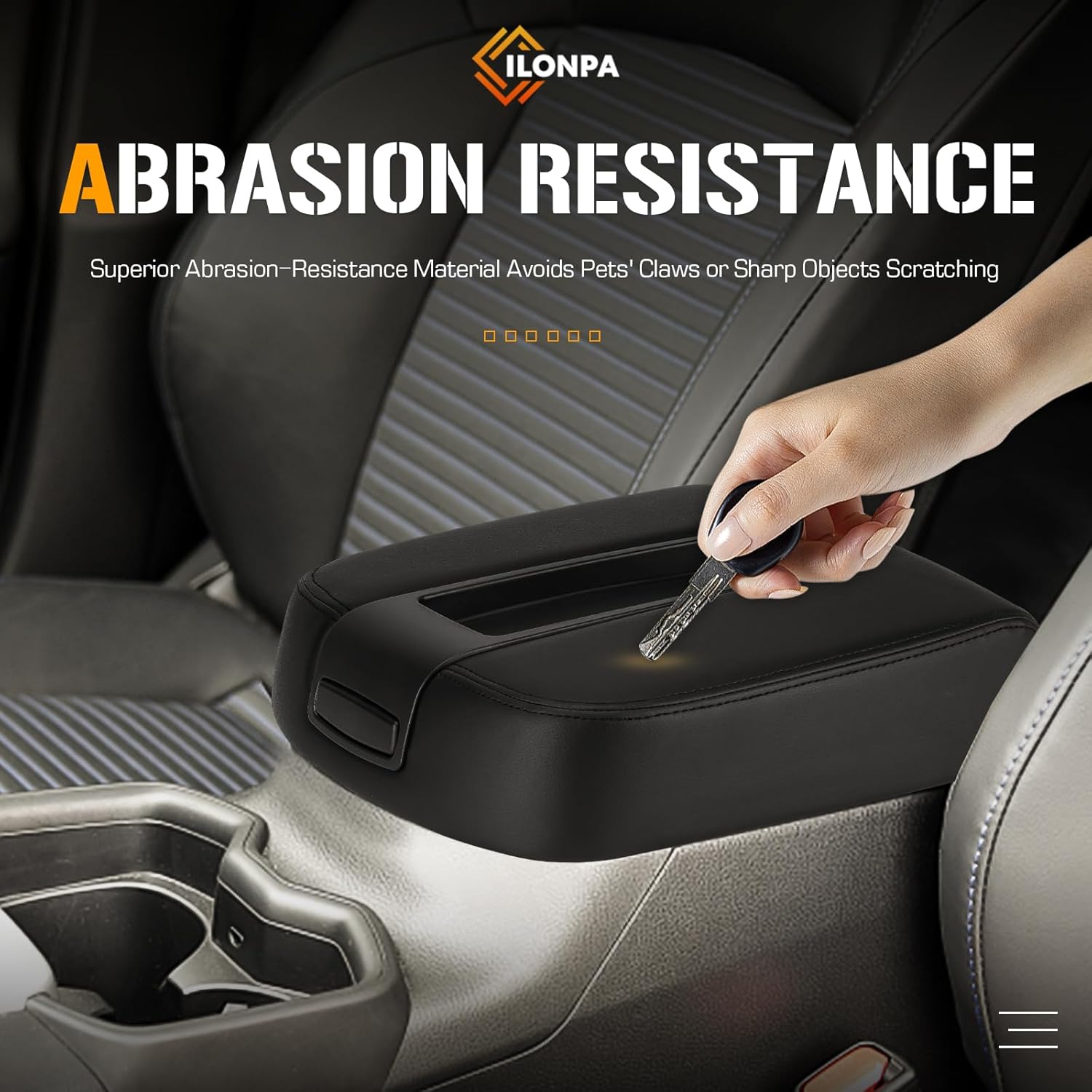 ILONPA Black Center Console Armrest Lid Box Cover Fits for 2007-2014 Chevy Silverado Avalanche Tahoe Suburban, GMC Sierra Yukon XL Replace for 15217111 15941534 19328718, Durable and Easy Installation