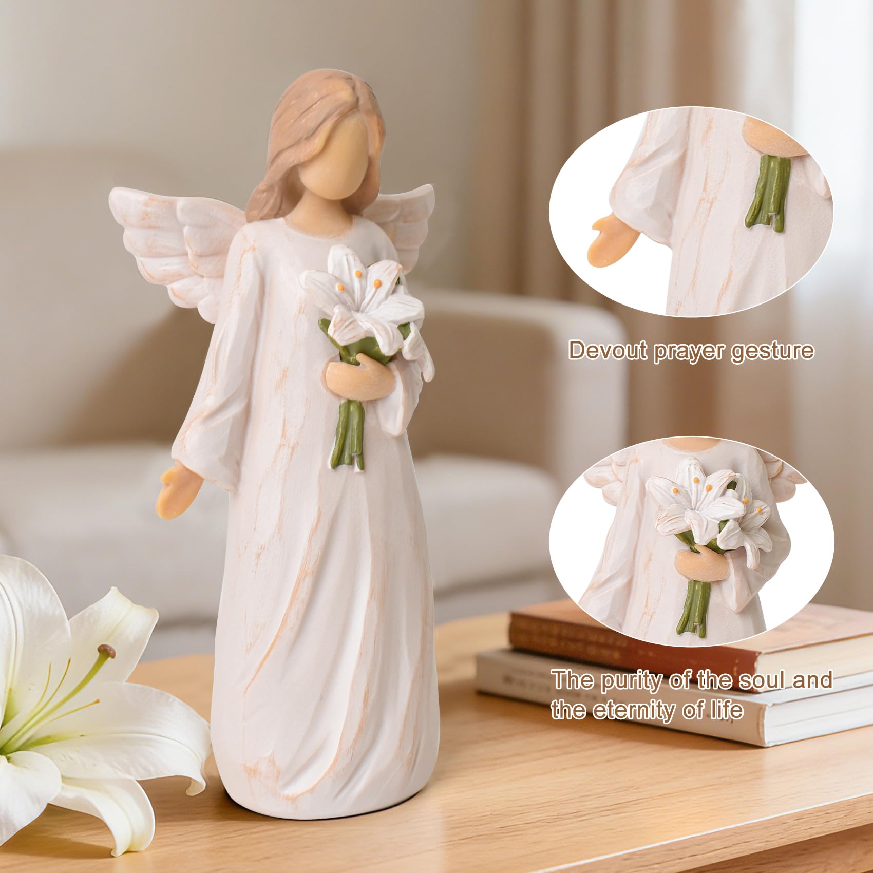 Lnrkai Trauergeschenk für Verlust, Beileidsgeschenke für den Verlust Eines Geliebten Menschen, Gedenkgeschenke, Geformte Handbemalte Lilienstatue für Beileidsgeschenk