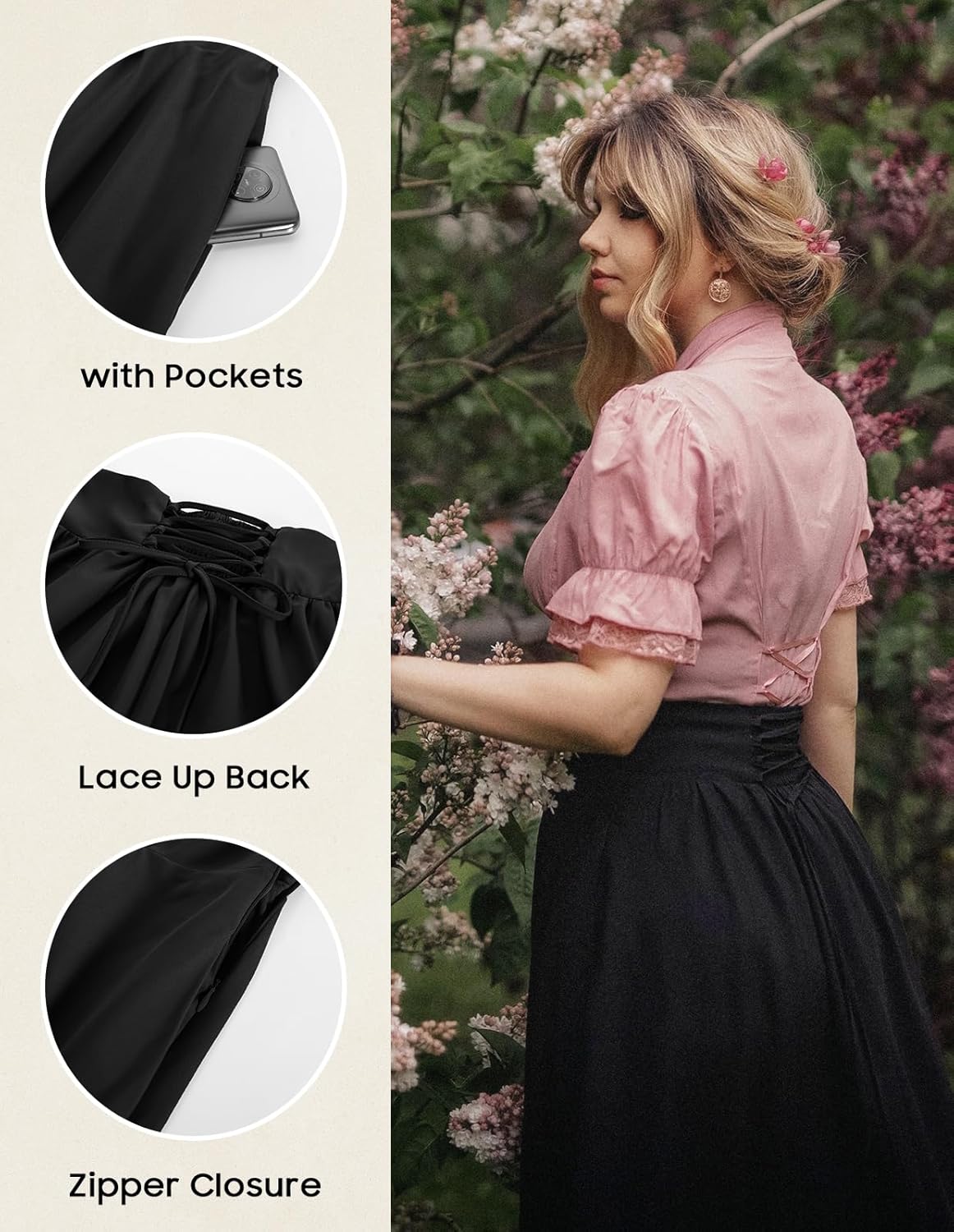 Scarlet Darkness Women Renaissance Maxi Skirt Flowy Long Skirts Victorian High Waisted Skirt - Image 5