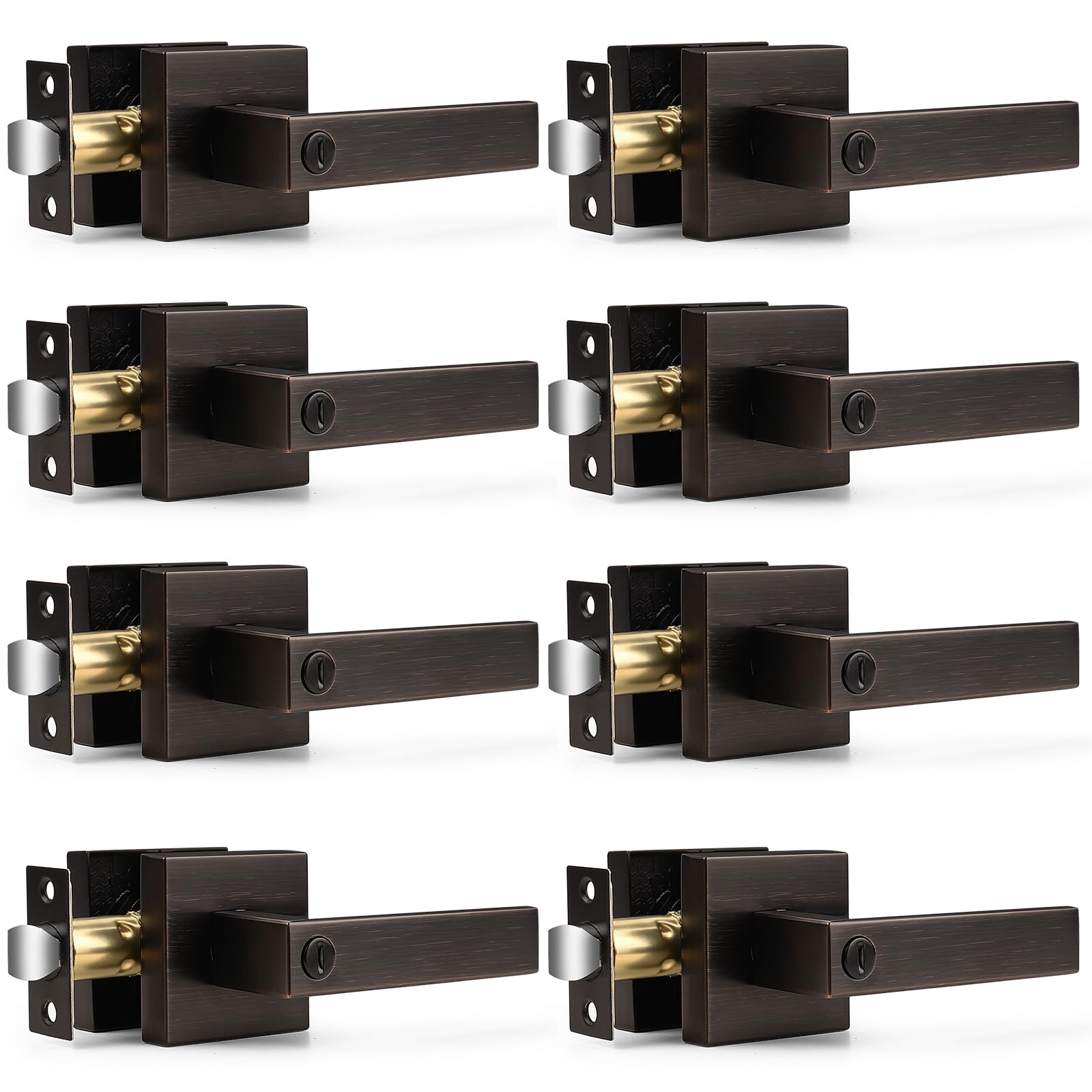 Probrico Brushed Nickel Door Handles with Lock - 3 Pack -23