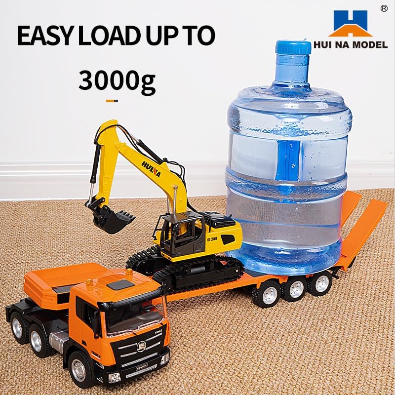 TOUCAN RC HOBBY 1:18 Huina 1319 RC Tractor Truck Remote Control Excavator with Flatbed Trailer for Ages 14+