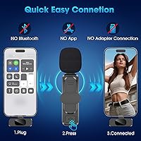 Vista 4 de NICHOM Micrófono inalámbrico lavalier 3 en 1 para iPhone/iPad/Android/PC/Cámara, micrófono mini con reducción de ruido, micrófono mini para video