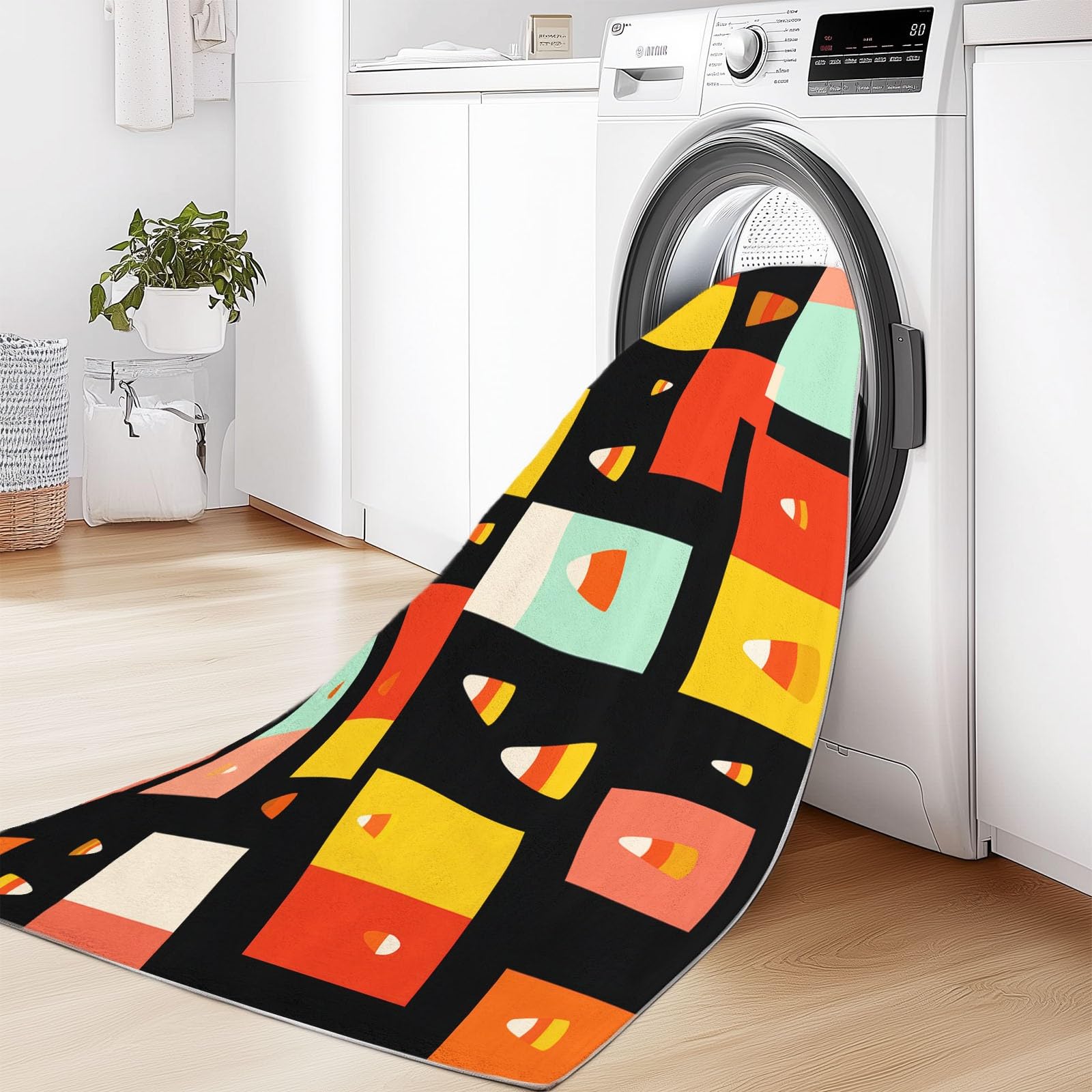 Dywan do salonu nadający się do prania 100 x 160 cm Kolorowe klocki cukierków kukurydzianych, geometryczny miękki i antypoślizgowy dywan do sypialni - wewnętrzny dywan z krótkim włosiem do pokoju