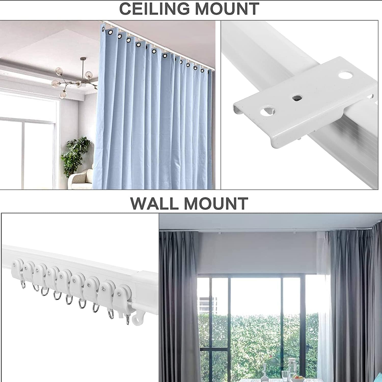 80Pcs Curtain Track Rollers 9mm/0.35" Dia, Plastic Drapery Rail Sliding Glider for Windows Shower Curtain Tracks, White