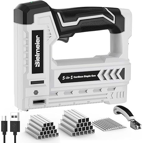 Electric Nail Gun: Staple Gun 5-in-1 Tackers, Cordless Rechargeable Power Stapler & Brad Nailer