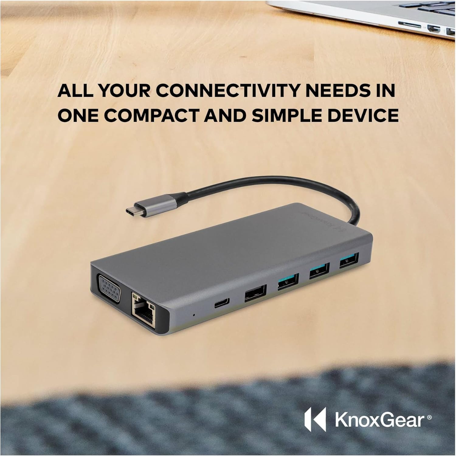 Knox Gear Kernel 13-in-1 USB-C Power Delivery Charging Port Hub, USB C Hub, 2 HDMI Ports, SD and MicroSD Card Slots, Data Transfer Rate of 5 Gbps, Multiport Adapter Compatible with Mac and PC Devices