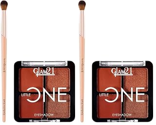 Glam21 Little One 4-in-1 Eyeshadow Palette,Artist Love - 3.5gm & Eyeshadow Brush | Pigmented, Blendable Mattes & Shimmers |Soft, Durable Brush for Flawless, Long-Lasting Eye Makeup |Combo Pack Of 2